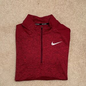 Nike running 1/4 zip large maroonish red and black